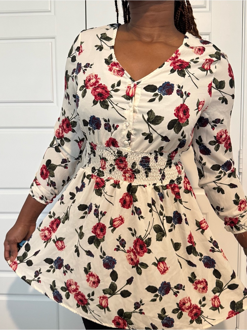 Cute floral long sleeve top/short dress